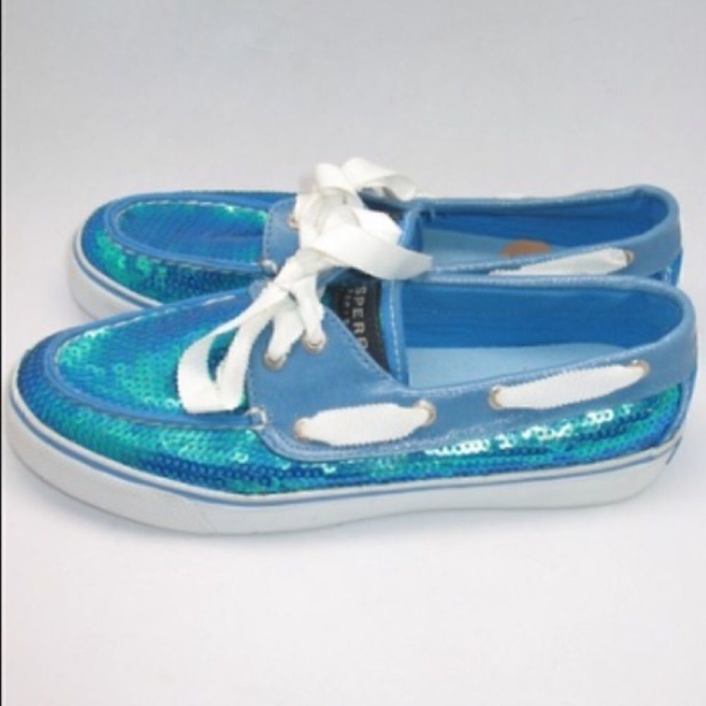 NWOB Sperry Topsider Blue Sequin Shoes - Picture 3 of 8